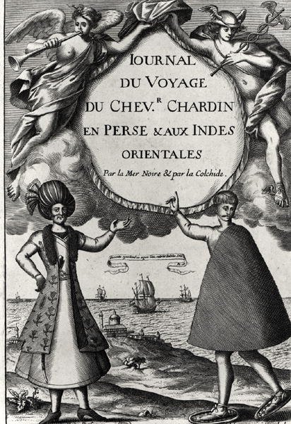 A Journal des Voyages du Chevalier Chardin 1686-os naplójának szórólapja alkotó: French School