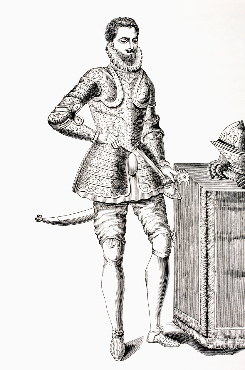 Ferenc, Anjou és Alencon hercege, 16. századi damaszkuszi páncélba öltözve, a "Les Arts au Moyen Age" című, 1873-ban megjelent kötetből. alkotó: French School