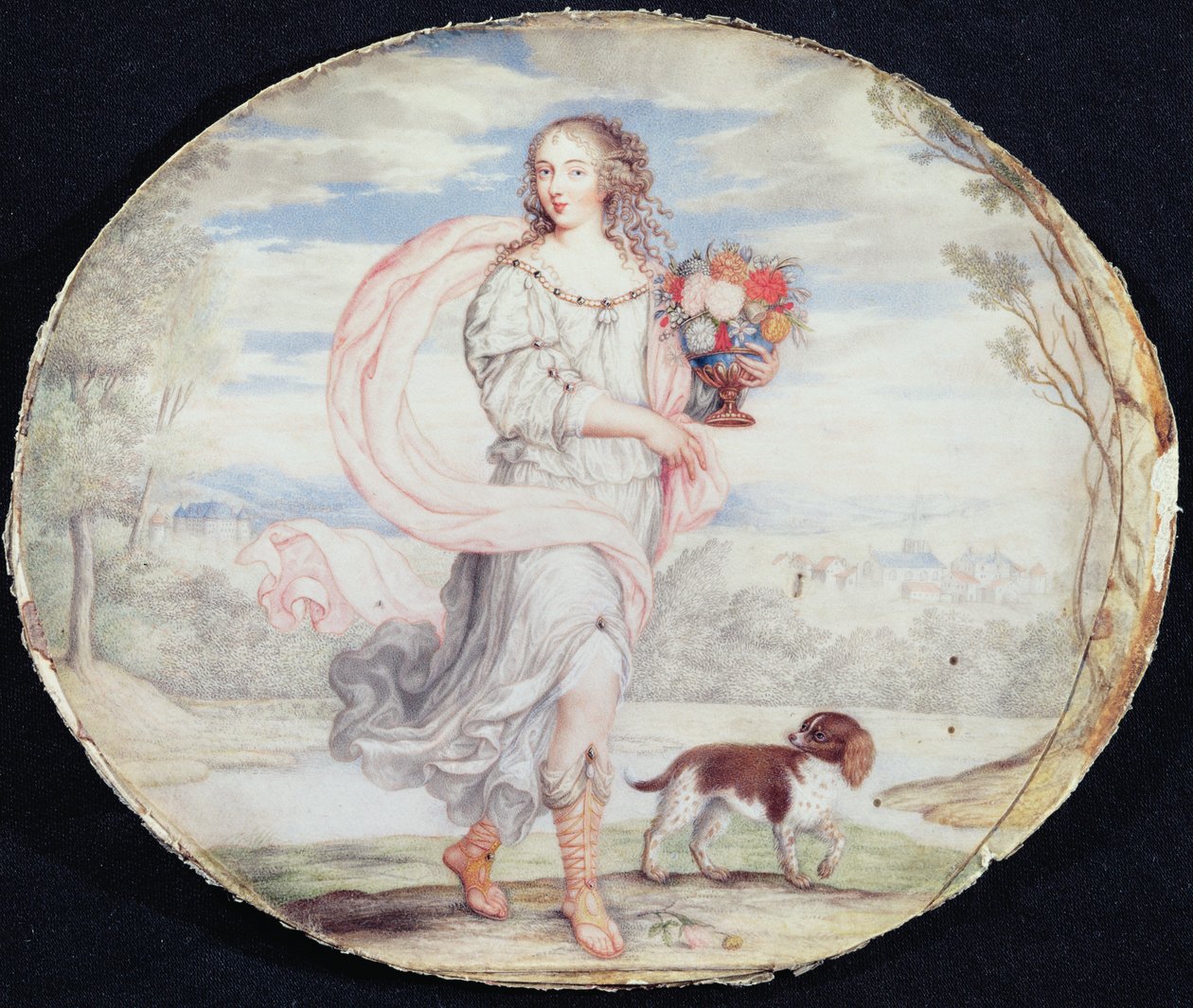 Francoise Louis de la Baume le Blanc (1644-1710) Mademoiselle de la Valliere (gouache pergamen kártyára fektetve) alkotó: French School