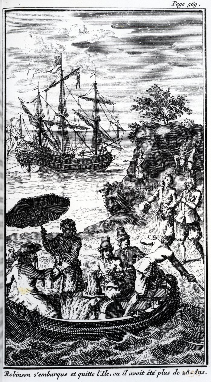 Francia illusztráció a "Robinson Crusoe"-hoz Daniel Defoe-tól alkotó: French School