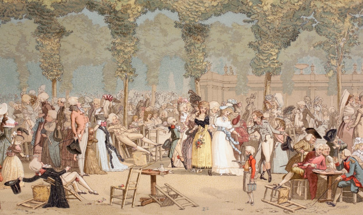 Kert a Palais-Royalon a 18. századi Párizsban, 1875 alkotó: French School