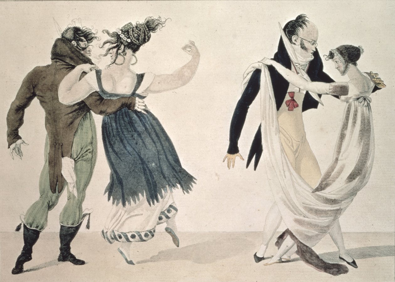 Good Form, No. 1: The Waltz, szatirikus rajzfilm, 1820 körül alkotó: French School