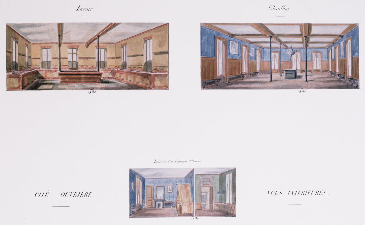 Belső tervek a Napoleon-lakásfejlesztéshez, 58 rue Rochechouart, Párizs, 1849 alkotó: French School