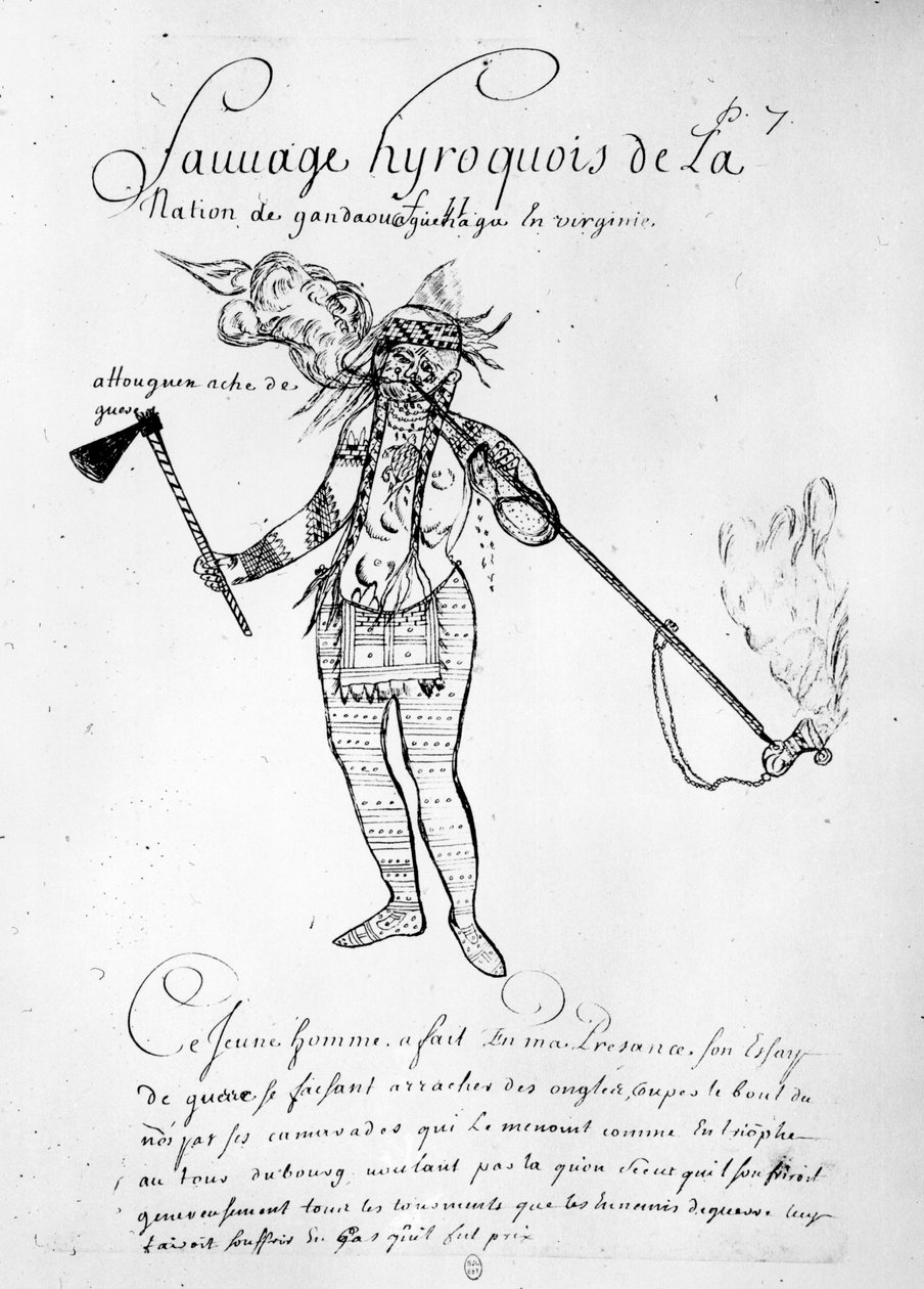 Kanadai irokéz indián, a „Raretes des Indes Sauvages”-ból alkotó: French School