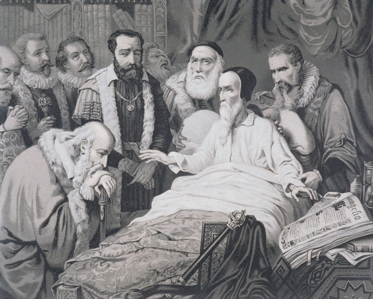 John Calvin (1509-1564) a halálos ágyán alkotó: French School