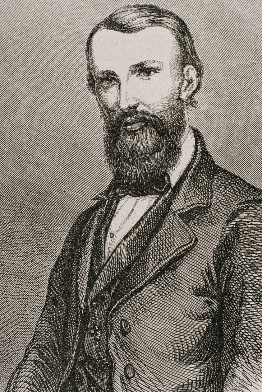 John William Wills (1834-61), angol felfedező, a Le Tour du Monde-ból, Párizsban, 1860-as években alkotó: French School
