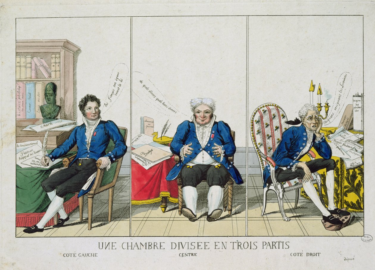A három pártra szakadt ház, az Országgyűlés karikatúrája, 1819 alkotó: French School