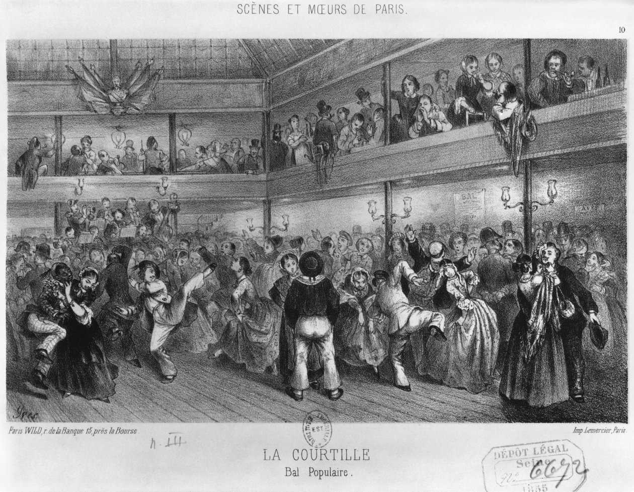 La Courtille, néptánc, Yves metszete (XIX. század) alkotó: French School