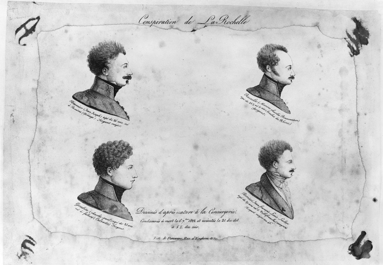 La Rochelle-i telek, a négy őrmester portréi, 1822 után alkotó: French School