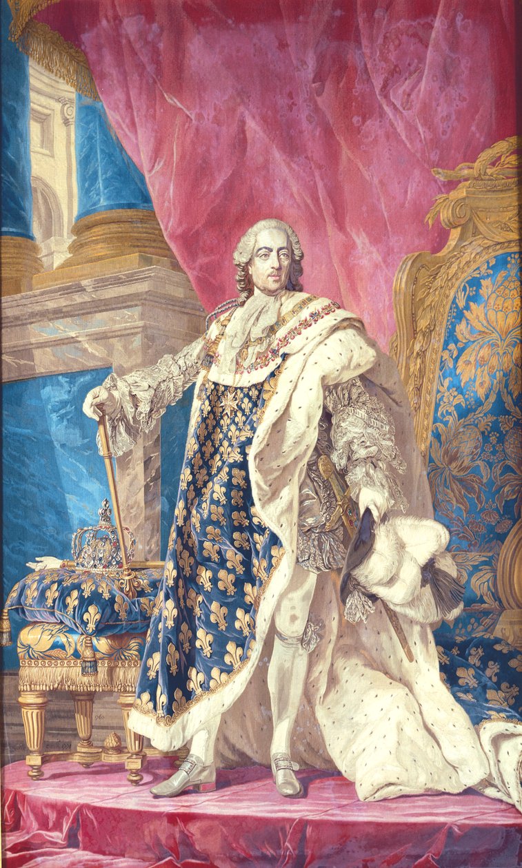 XV. Lajos (1710-74) koronázási köntösben (faliszőnyeg) alkotó: French School