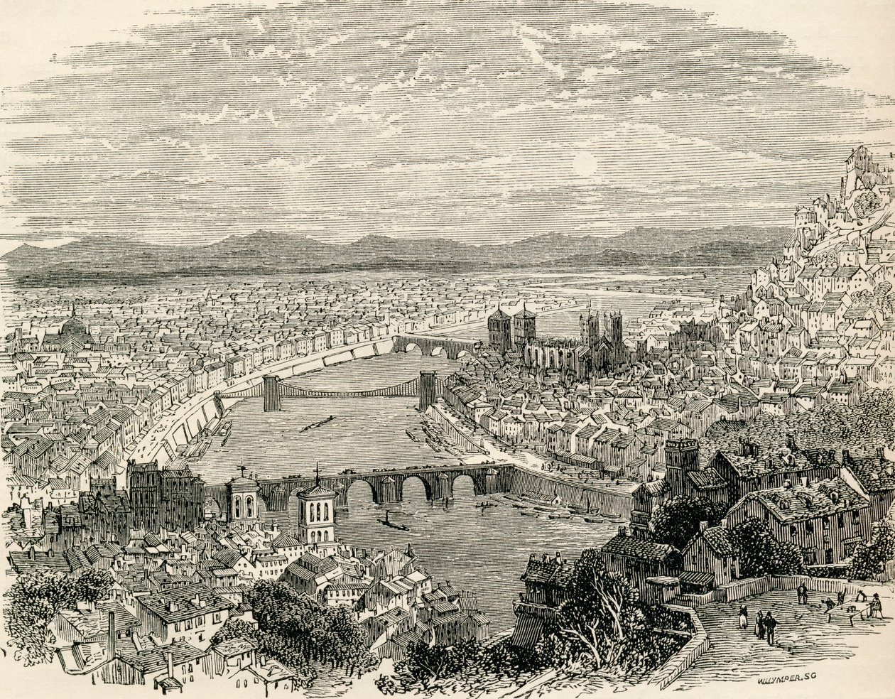 Lyon, Franciaország, a 19. században, Samuel G. Green tiszteletes „French Pictures” című művéből, 1878-ban alkotó: French School