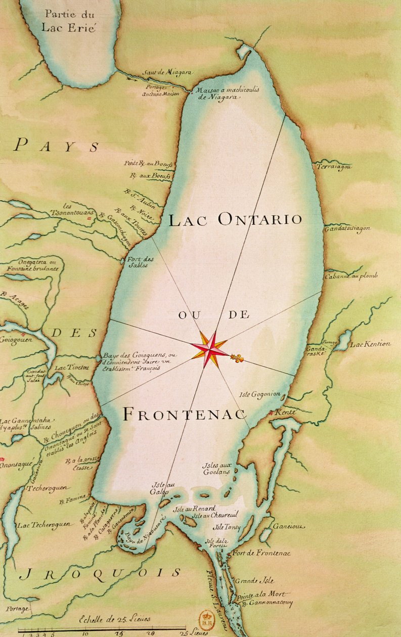 Az Ontario-tó térképe alkotó: French School