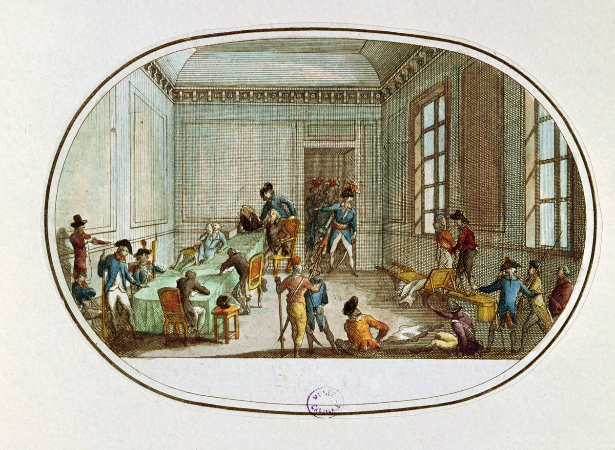 Maximilien de Robespierre (1758-94) a Comite de Salut Public előcsarnokában megsérült, 10 Thermidor An II (1794. július 28.) alkotó: French School