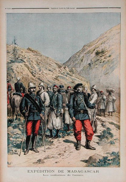 Katonai expedíció Madagaszkáron, a Le Petit Journalból, 1895. április 21. alkotó: French School