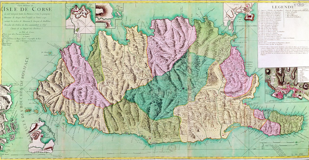 Korzika katonai térképe, 1768 alkotó: French School
