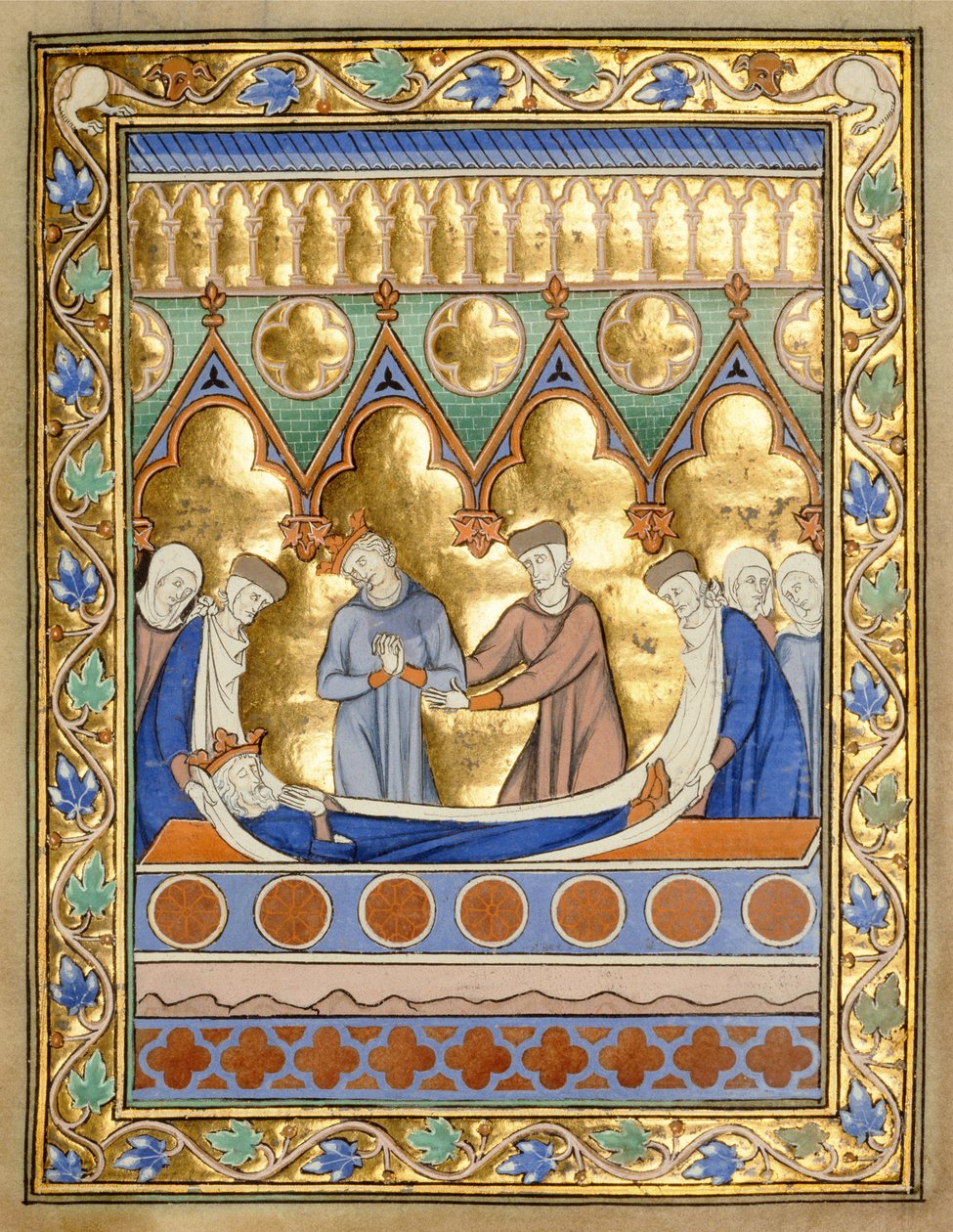 Ms 300 f.6r Dávid temetése, a francia Izabella zsoltárából és óráiból, Párizs, 1260 körül (aranylevél és tempera pergamenen) alkotó: French School