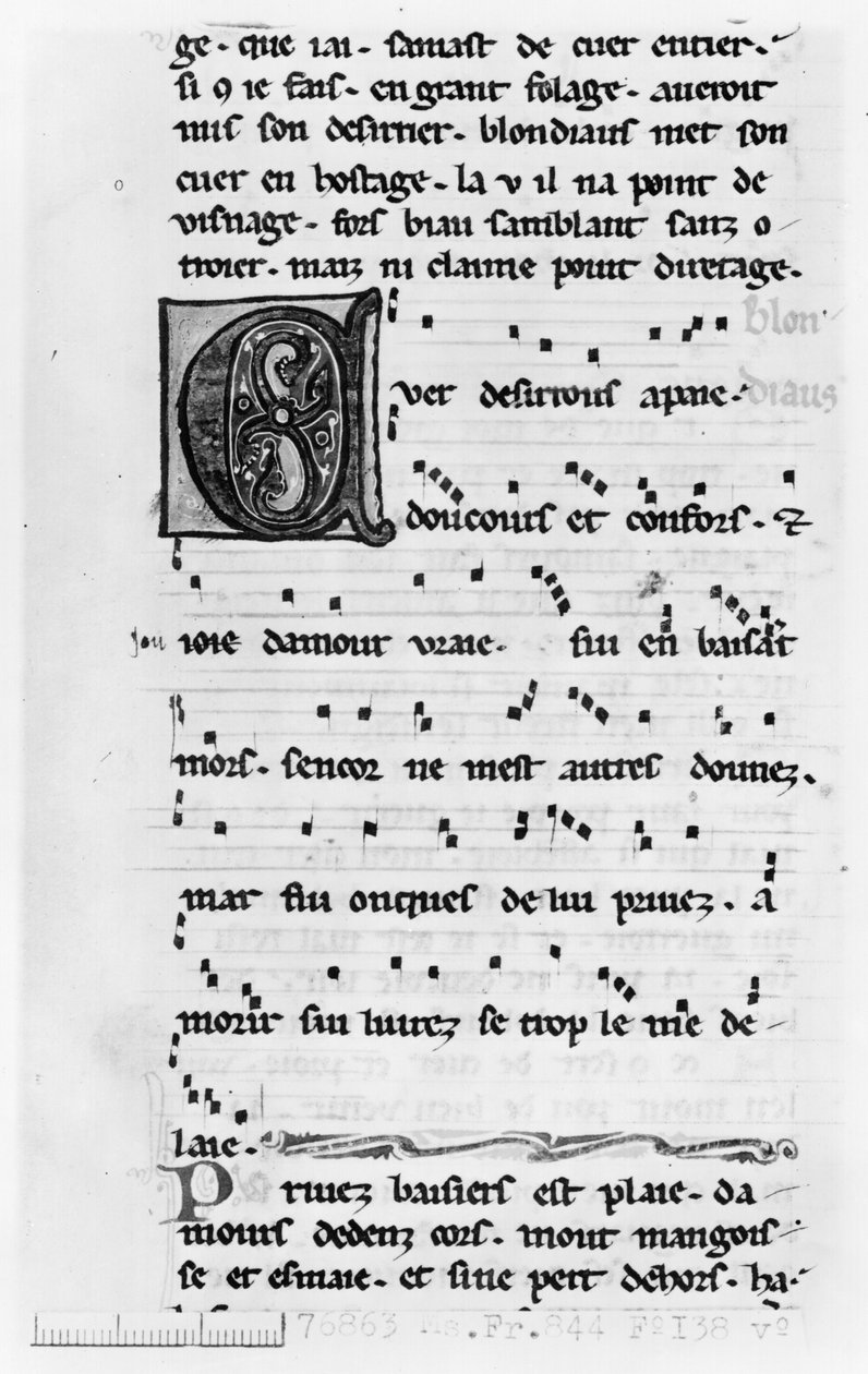 Ms.Fr 844 fol.138v Blondel de Nesles dal (XII. század vége) alkotó: French School