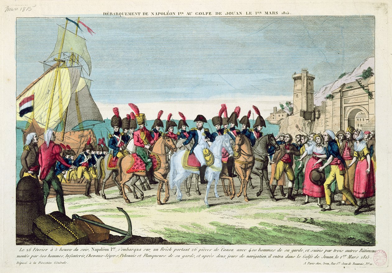 Napóleon (1769-1821) Golf Juanba indul, 1815. március 1. alkotó: French School