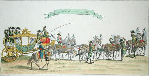 Bonaparte Napóleon (1769-1821) úton a Notre Dame-ba a koronázása alkalmából, 1804. december 2. alkotó: French School