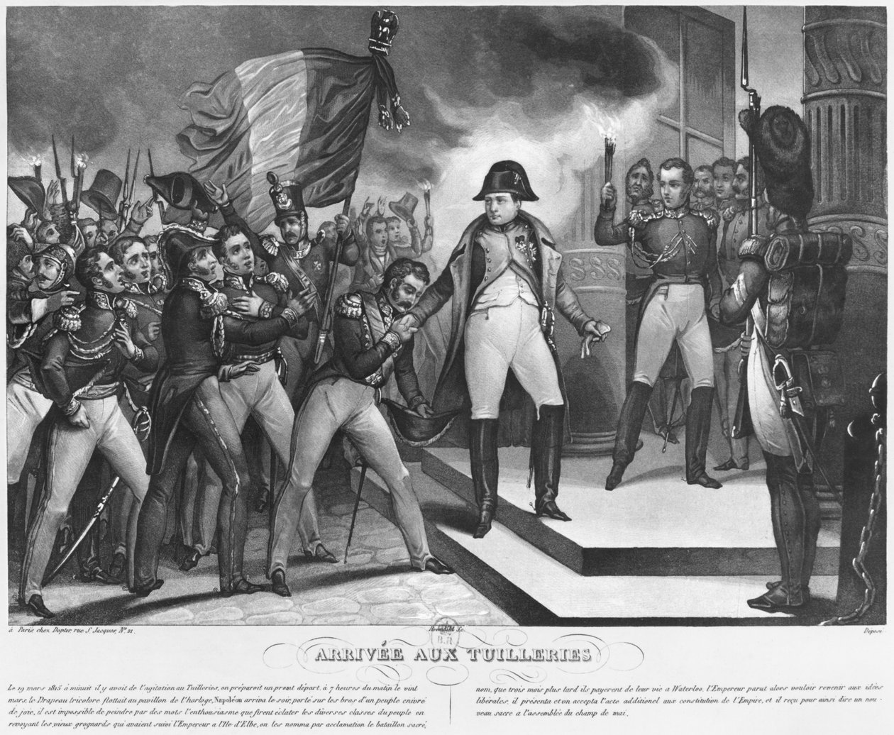 I. Napóleon (1769-1821) 1815. március 20-án Párizsba érkezik a Tuileriákba, Roemhild metszetével alkotó: French School