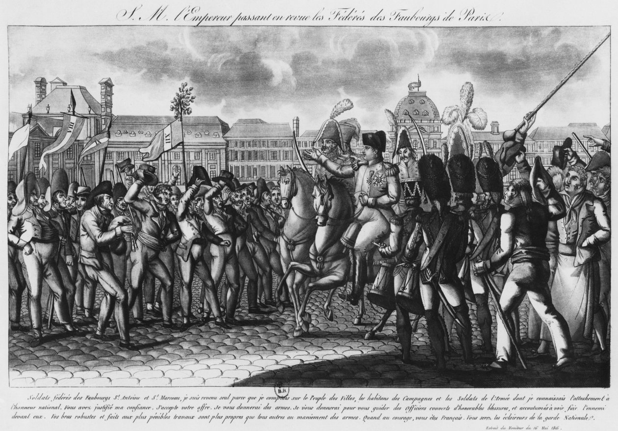 I. Napóleon áttekintése a párizsi külvárosok Federeséről a Tuileriákban, illusztráció a „Le Moniteur”-ből, 1815. május 16. alkotó: French School