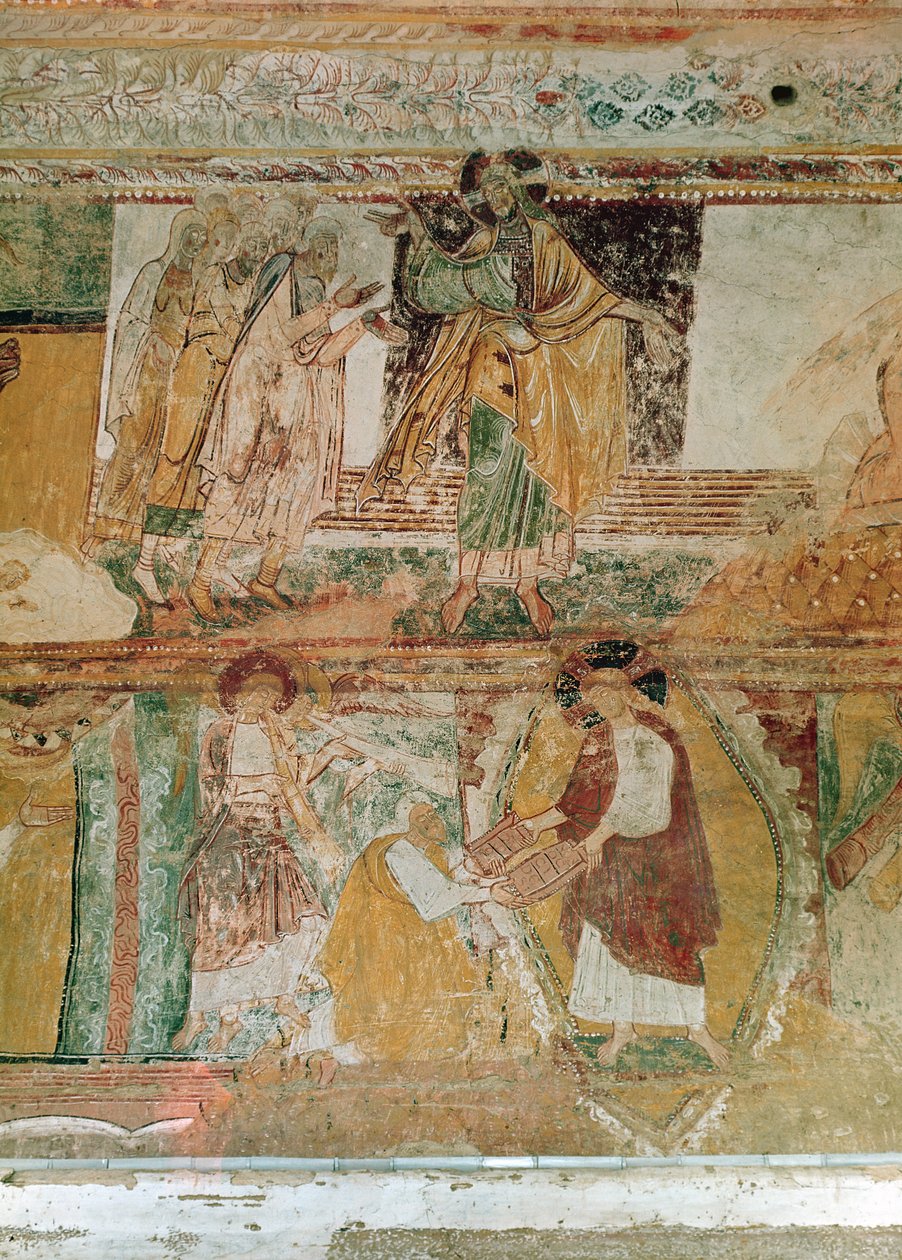 Noé bárkája és Mózes a törvény tábláival, a hajóból, 1100 körül alkotó: French School