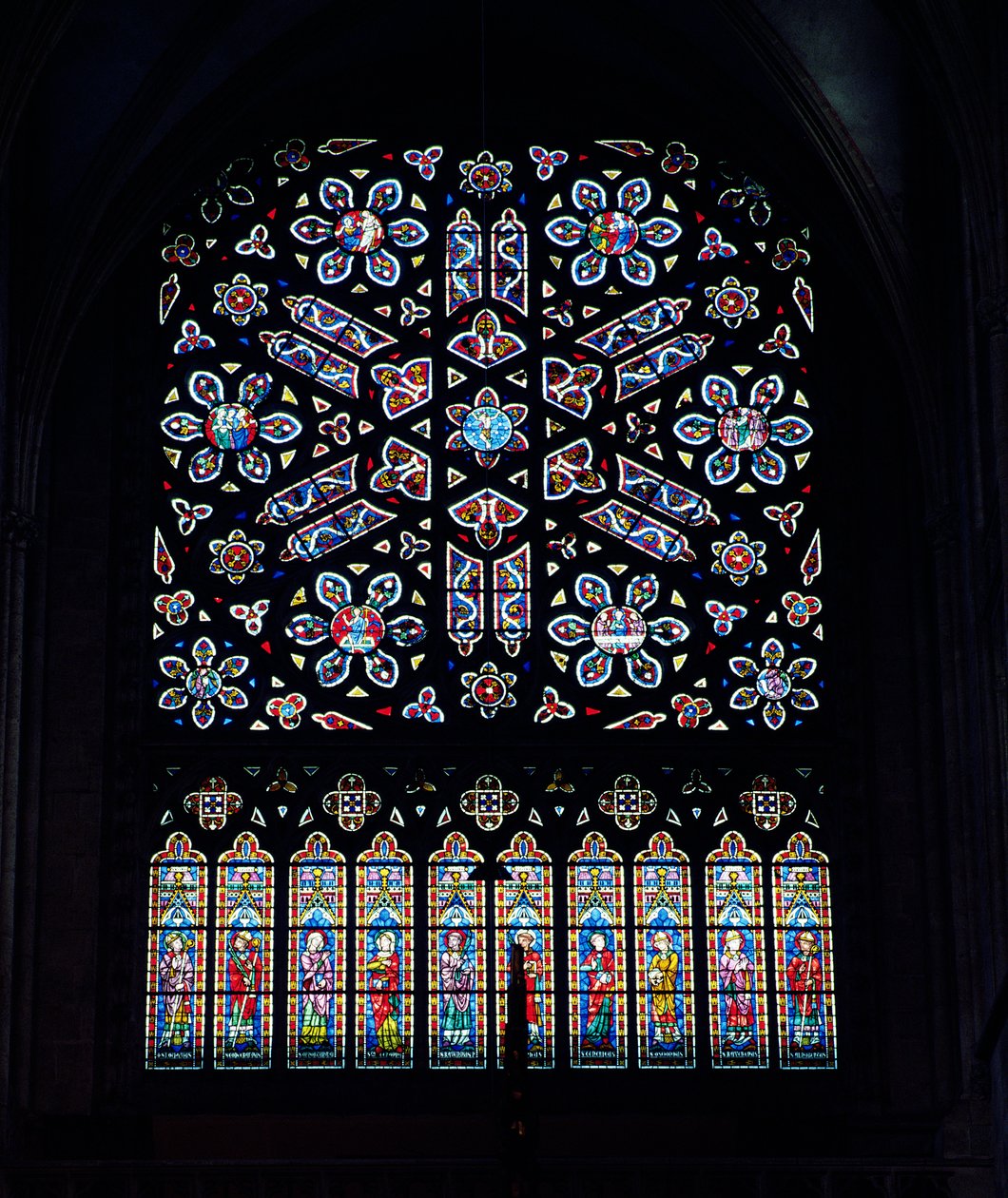 Északi rózsa ablak, c. 1270, átépített 1887 (festett üveg) alkotó: French School