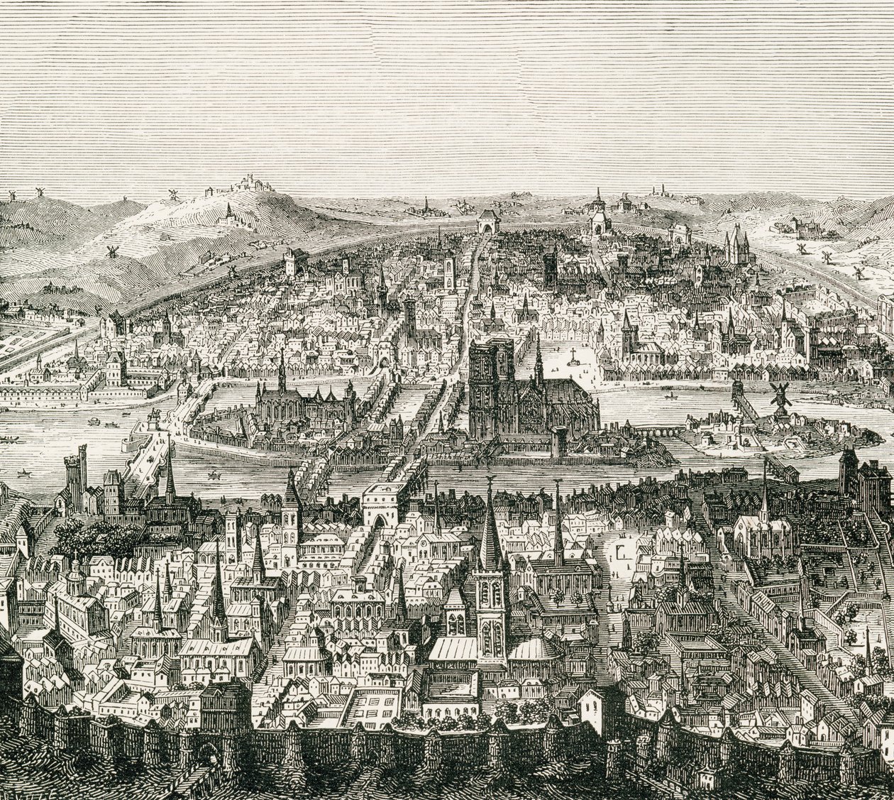 Párizs 1610 körül, egy 17. századi kézirat 19. századi másolata, Samuel G. Green tiszteletes „French Pictures” című művéből, 1878-ban. alkotó: French School