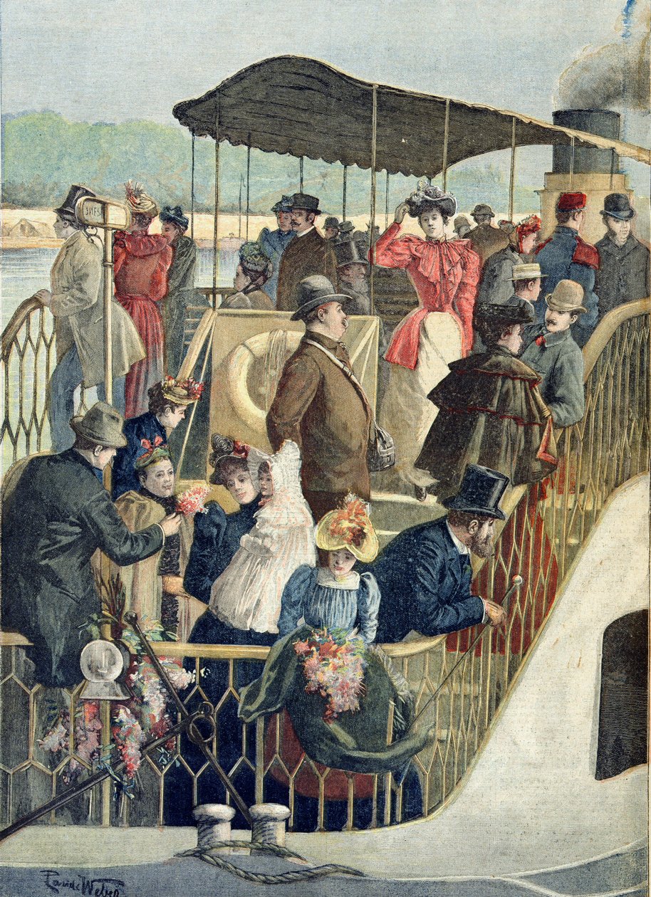 Vidékről hazatérő párizsiak, illusztráció a "Le Petit Journal"-ból, 1894. április 23. alkotó: French School