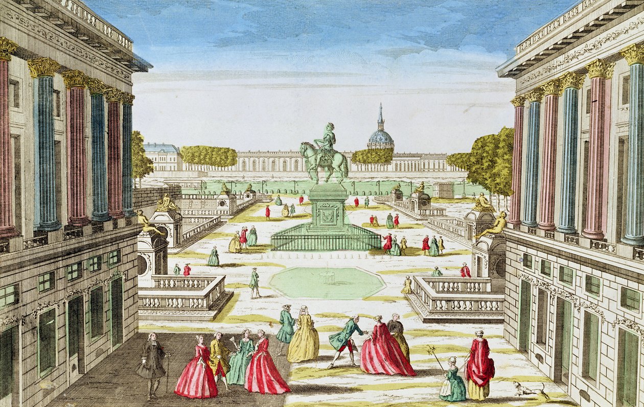 A XV. Lajos tér perspektivikus képe a Porte Saint-Honore felől alkotó: French School