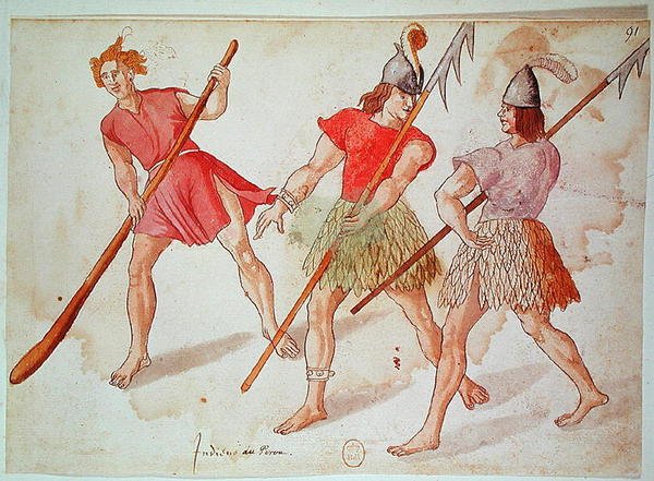 Perui indiánok, 1572 (toll, tinta és WC papíron) alkotó: French School