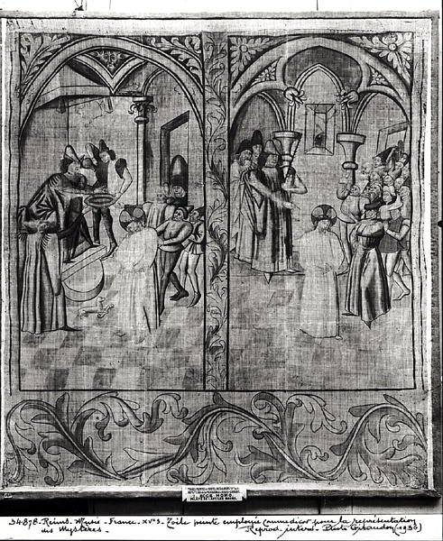 Pilátus kezet mos, Ecce Homo, a Szenvedély rejtélye című előadás négy díszlete egyike, a Hotel-Dieu, Reims alkotó: French School