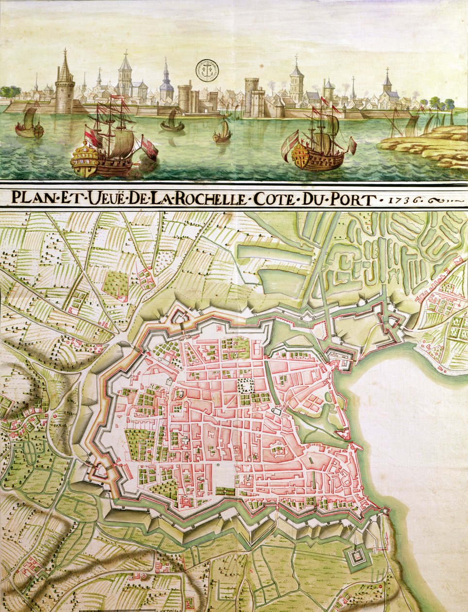 La Rochelle város terve, 1736 alkotó: French School