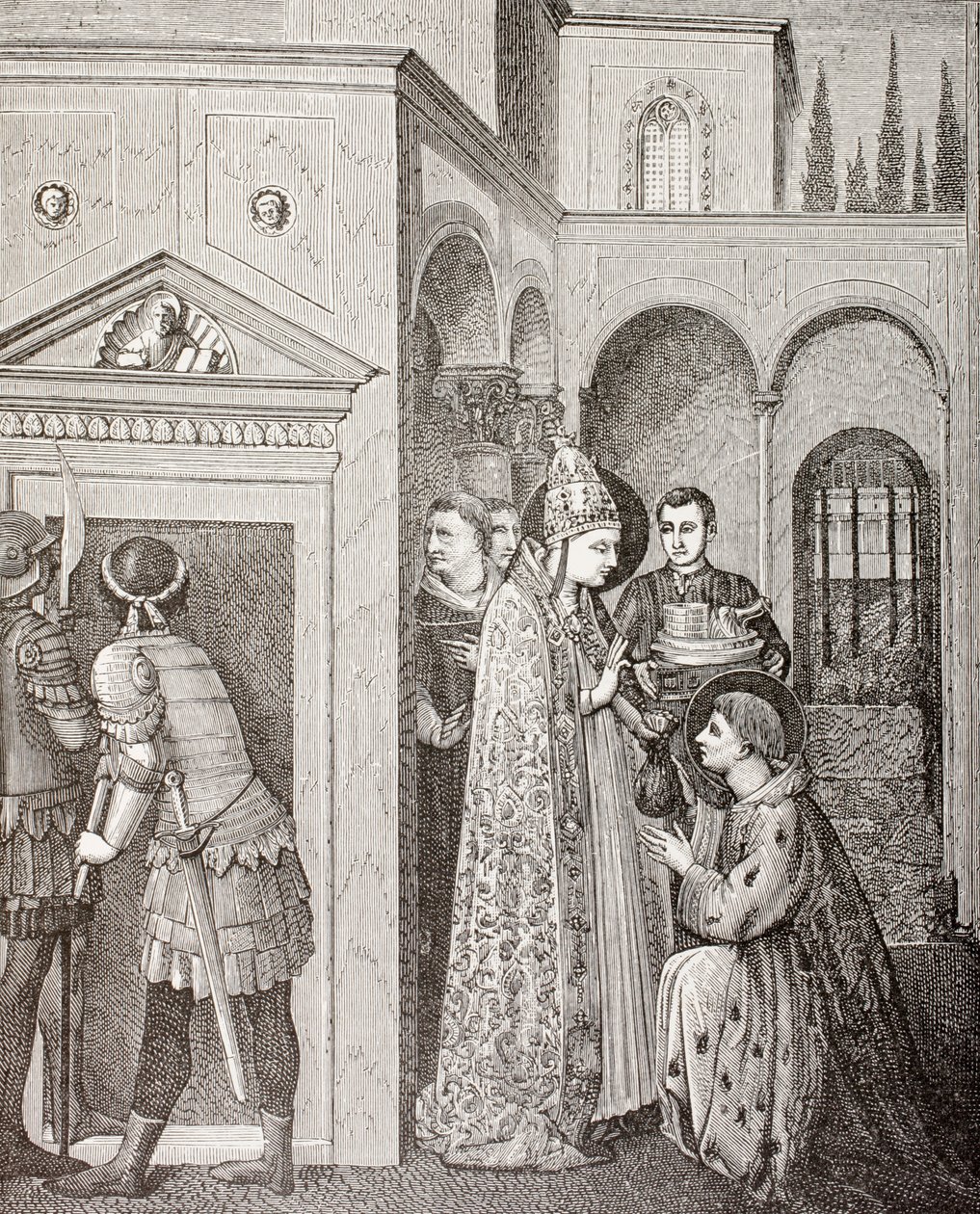 Sixtus pápa, Paul Lacroix „Katonai és vallási élet a középkorban” című művéből, 1880 körül Londonban jelent meg. alkotó: French School