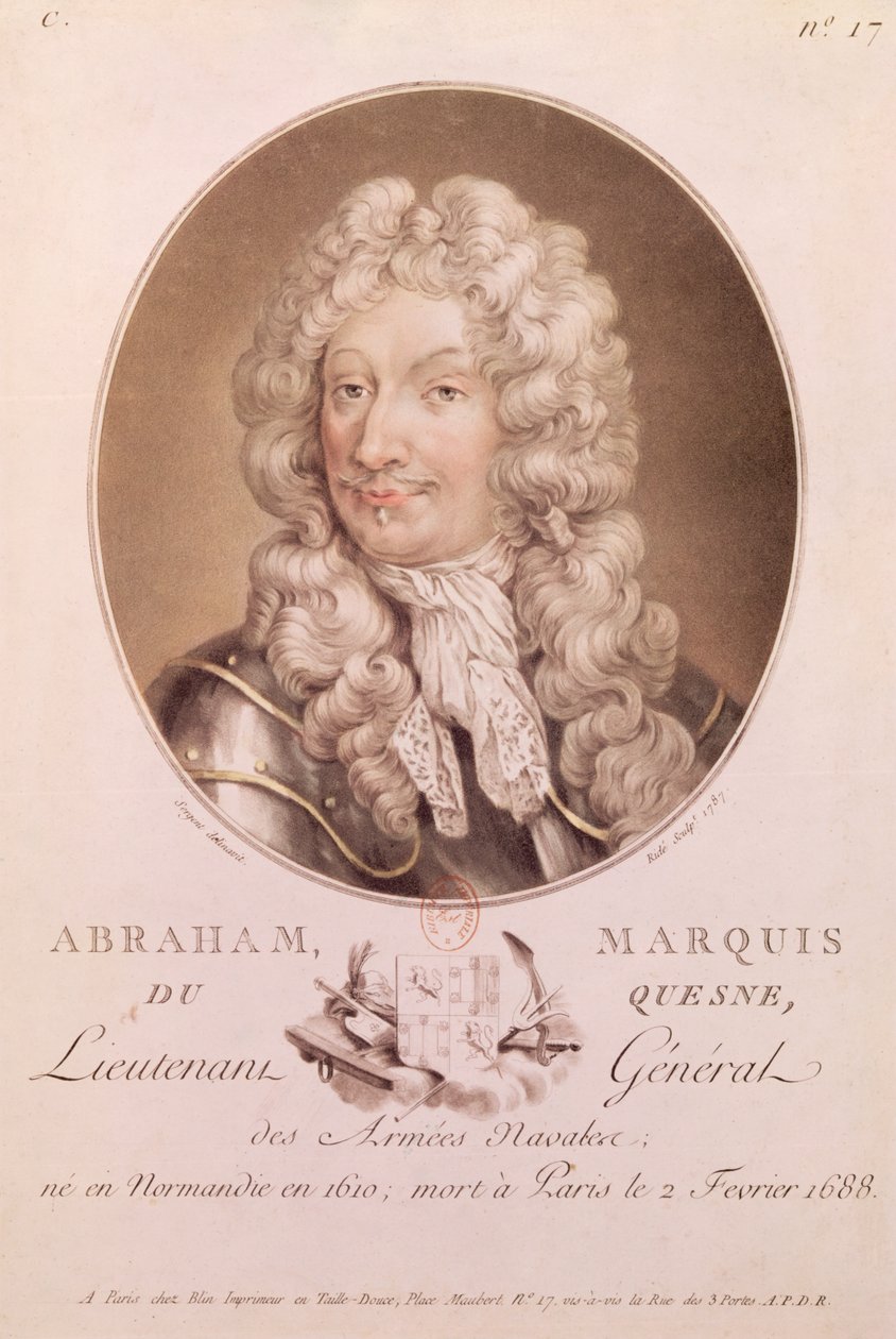 Abraham Duquesne (1610-88) portréja, amelyet Ride metszett, 1787 alkotó: French School