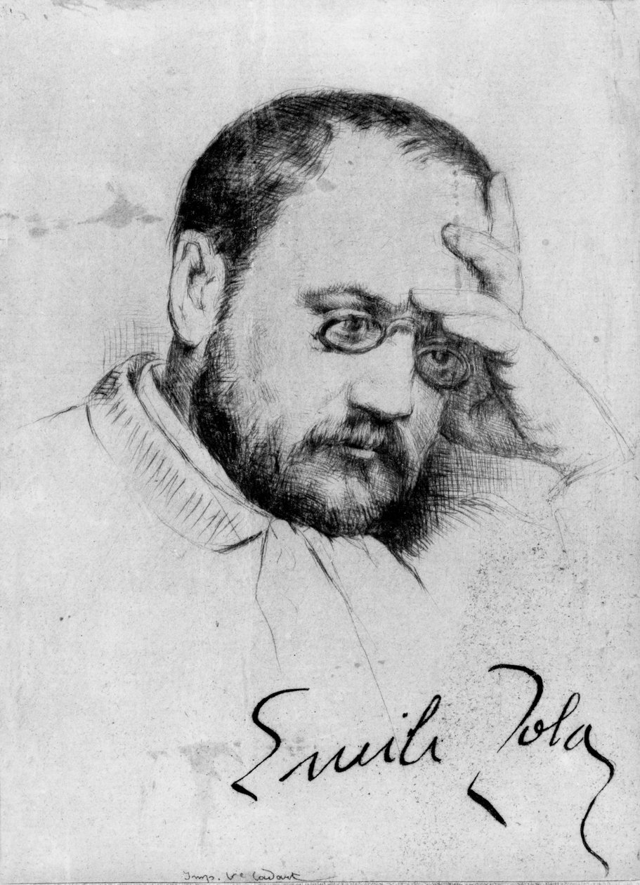 Emile Zola (1840-1902) portréja (toll és tinta papíron) alkotó: French School