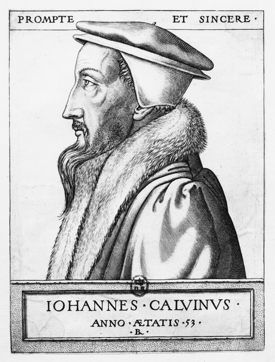 Kálvin János (1509-64) 53 éves portréja, 1564 alkotó: French School
