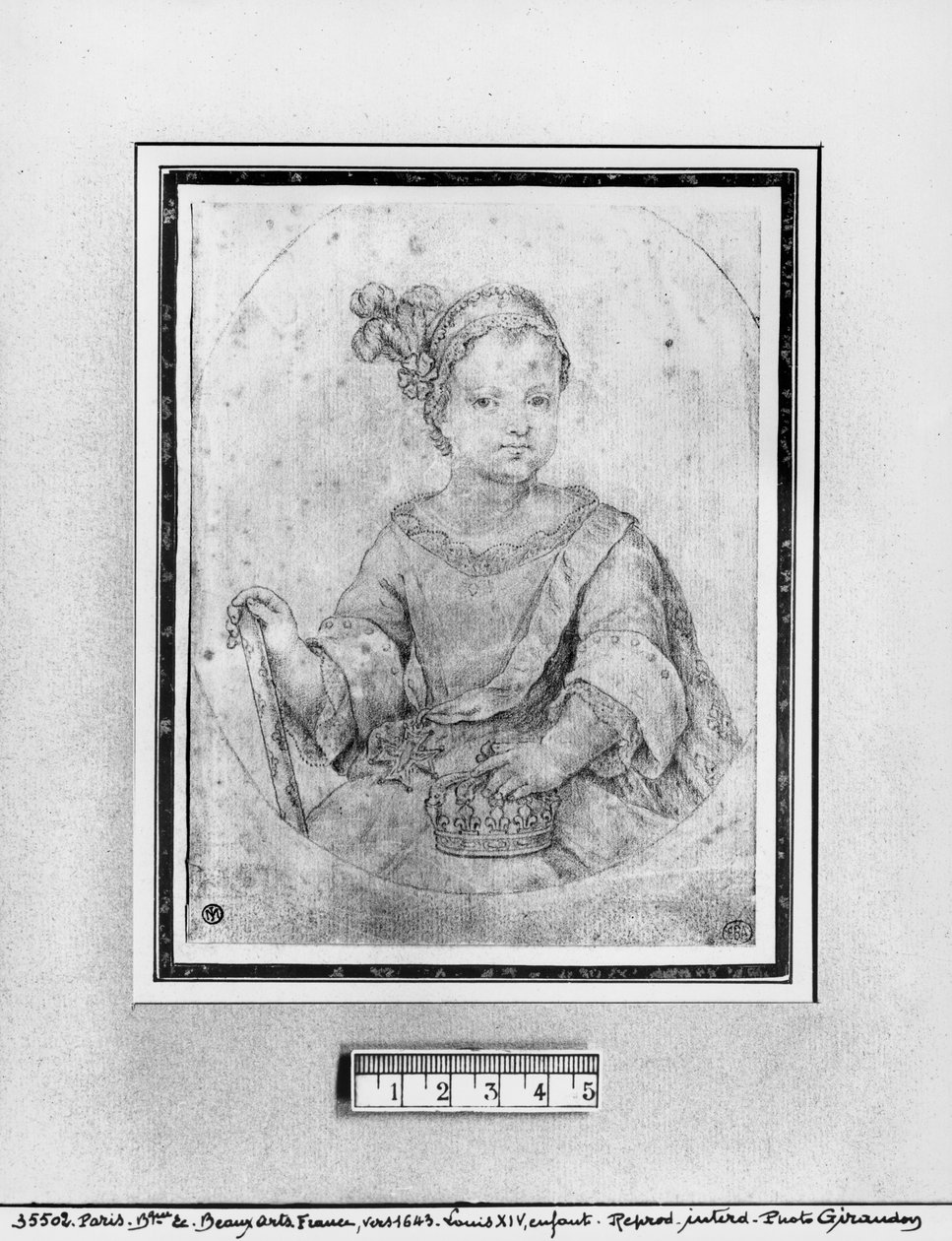 XIV. Lajos gyermekkori portréja (piros kréta papíron) alkotó: French School