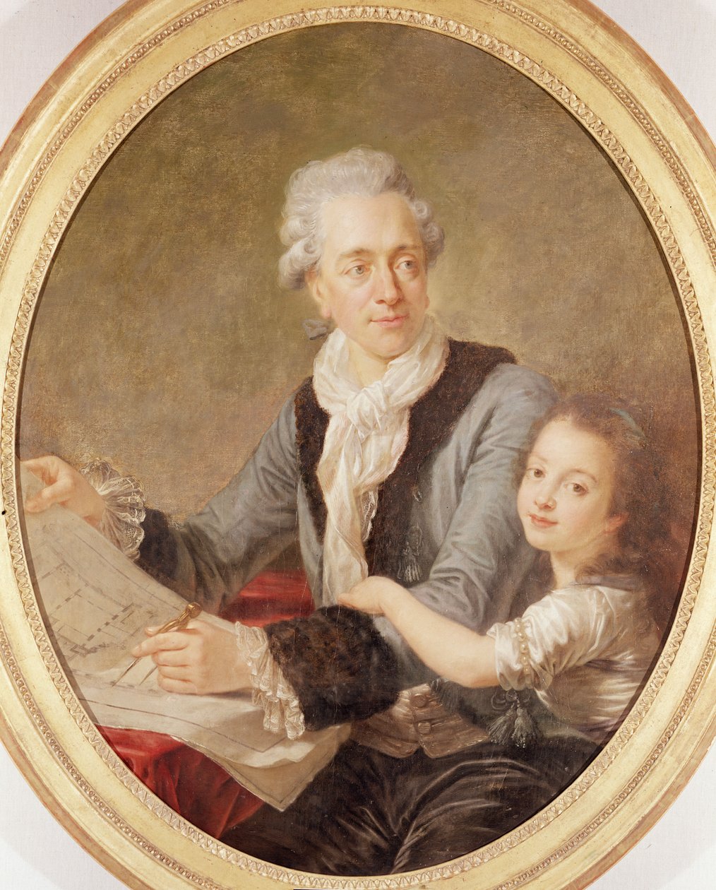 Ledoux építész és lánya portréja alkotó: French School