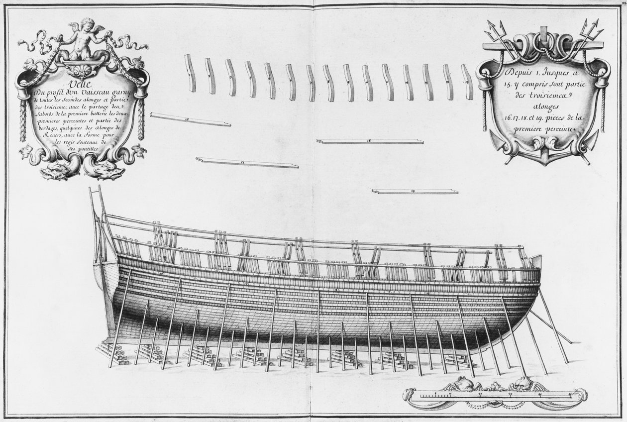 Edény profilja, illusztráció az Atlas de Colbertből, 22. tábla (ceruza és WC papíron) alkotó: French School