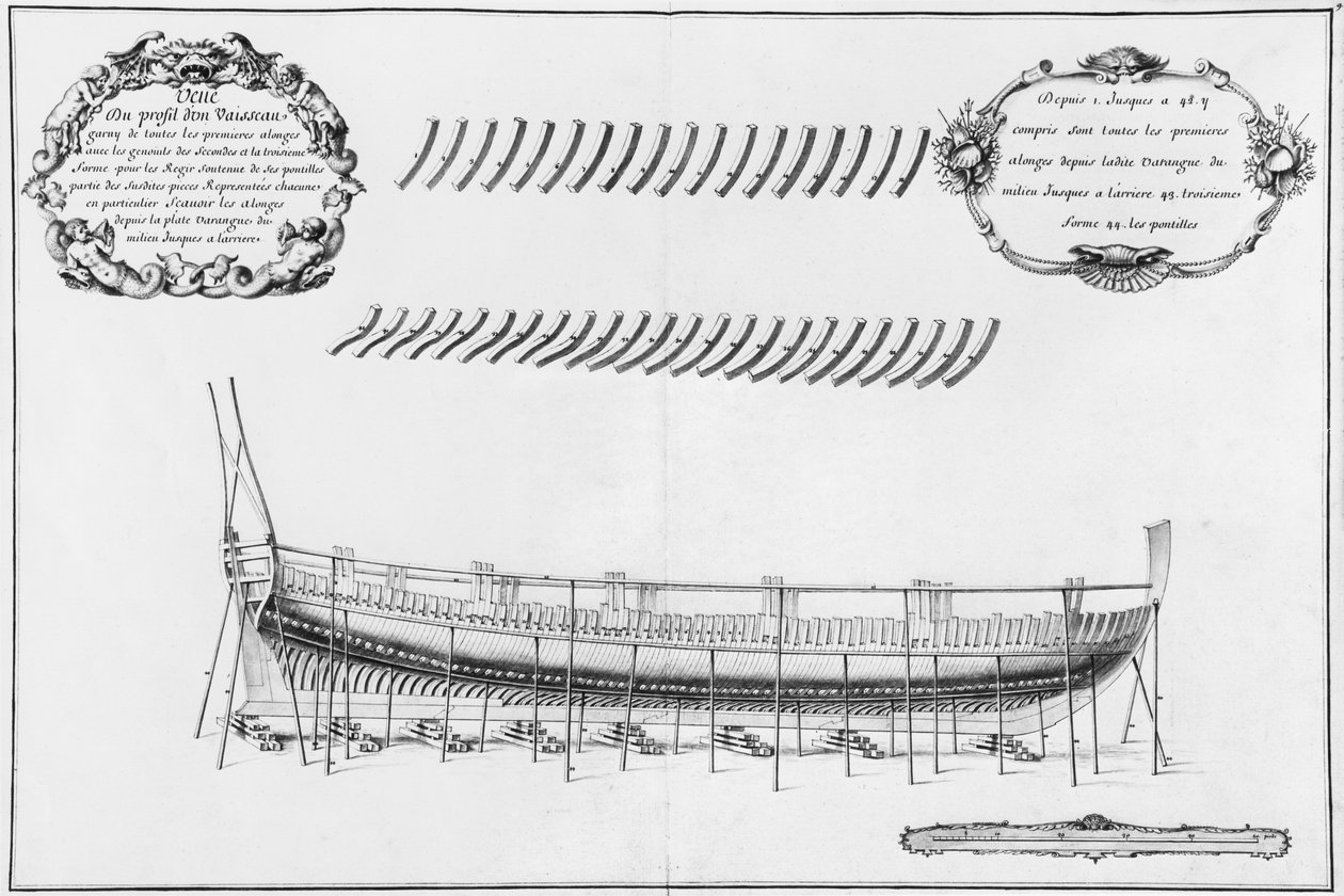 Edény profilja, illusztráció az „Atlas de Colbert”-ből, 9. tábla (ceruza és WC papíron) alkotó: French School