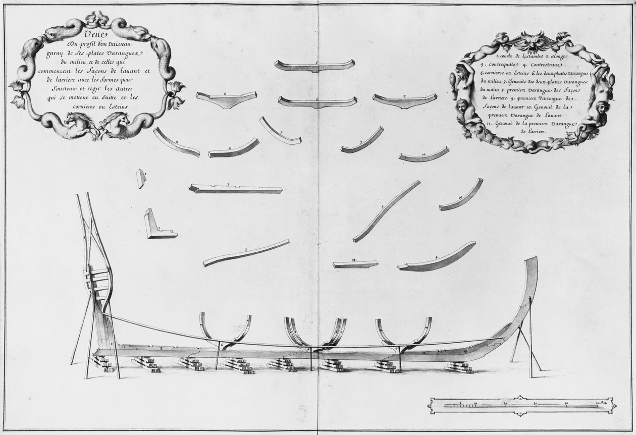 Egy edény profilja középső padlólemezeivel, illusztráció az „Atlas de Colbert”-ből, 3. tábla (ceruza és WC papíron) alkotó: French School