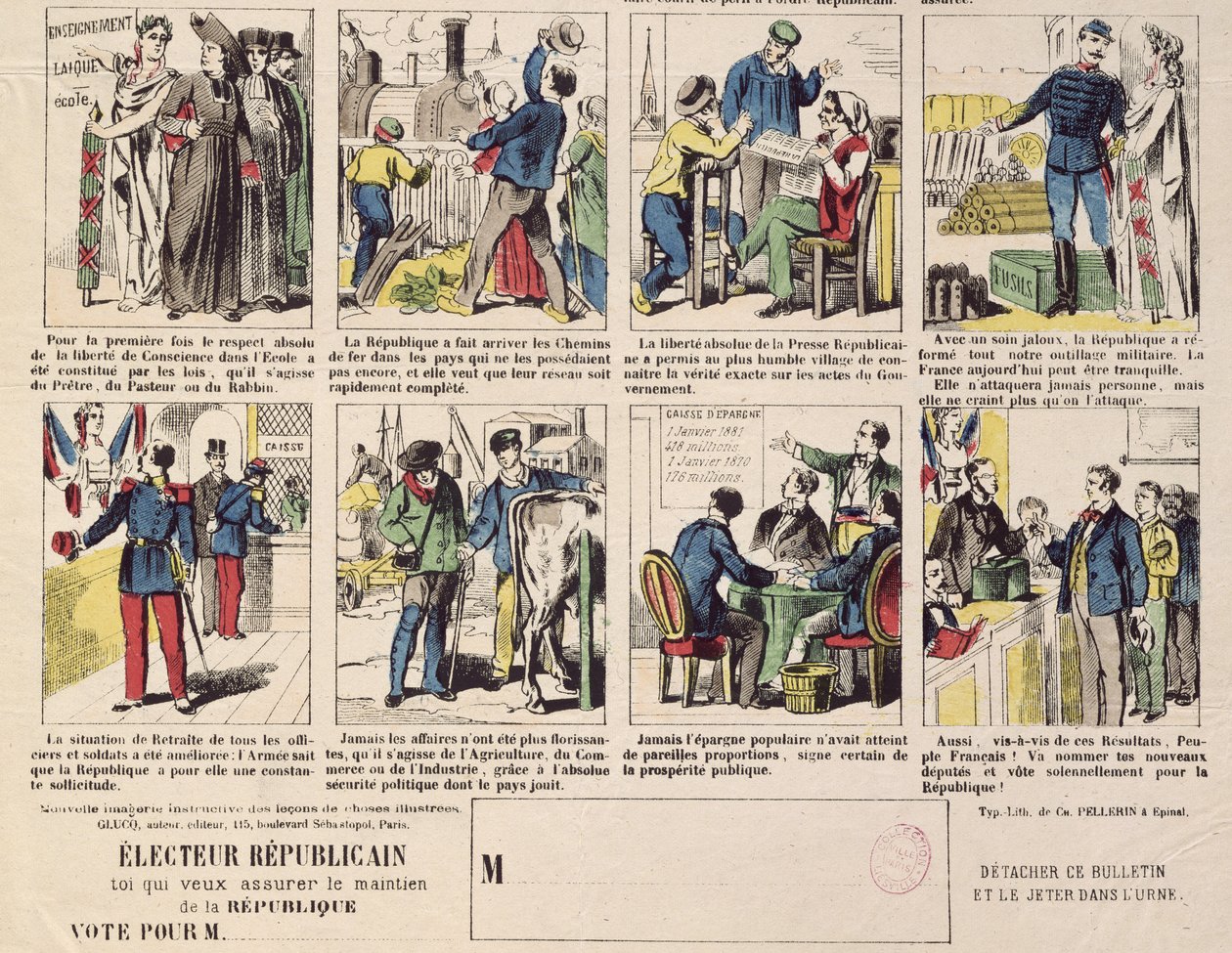 Republikánus propaganda a Harmadik Köztársaság megalapításának támogatására, 1881 körül (lásd még: 162979 és 177256) alkotó: French School