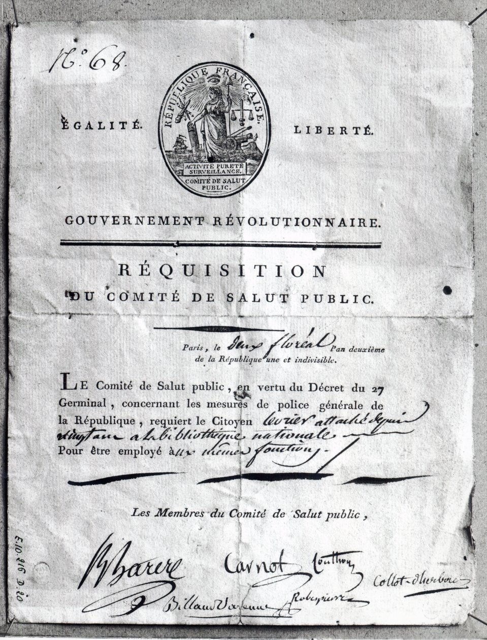 A közbiztonsági bizottság felkérése, 1789-99 alkotó: French School