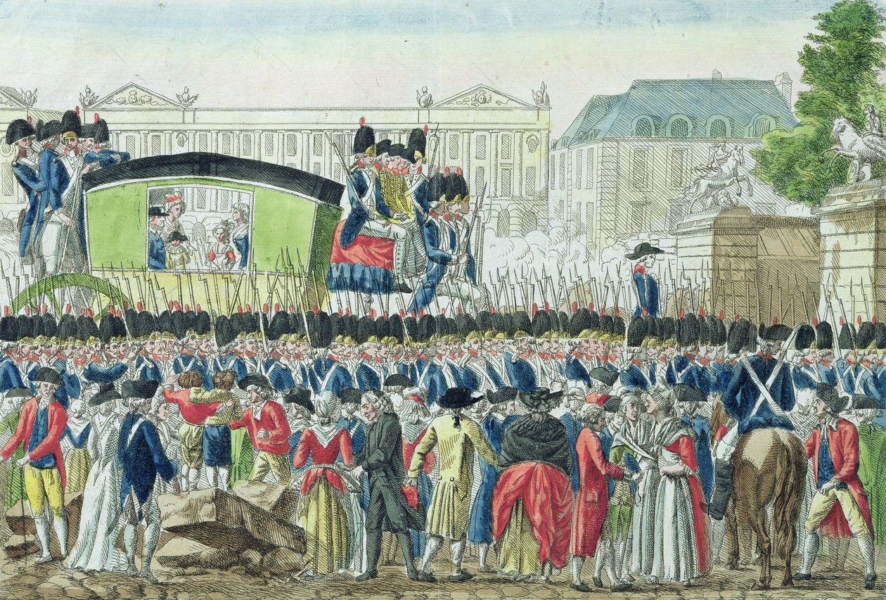 A francia királyi család visszatérése Párizsba 1791. június 25-én alkotó: French School