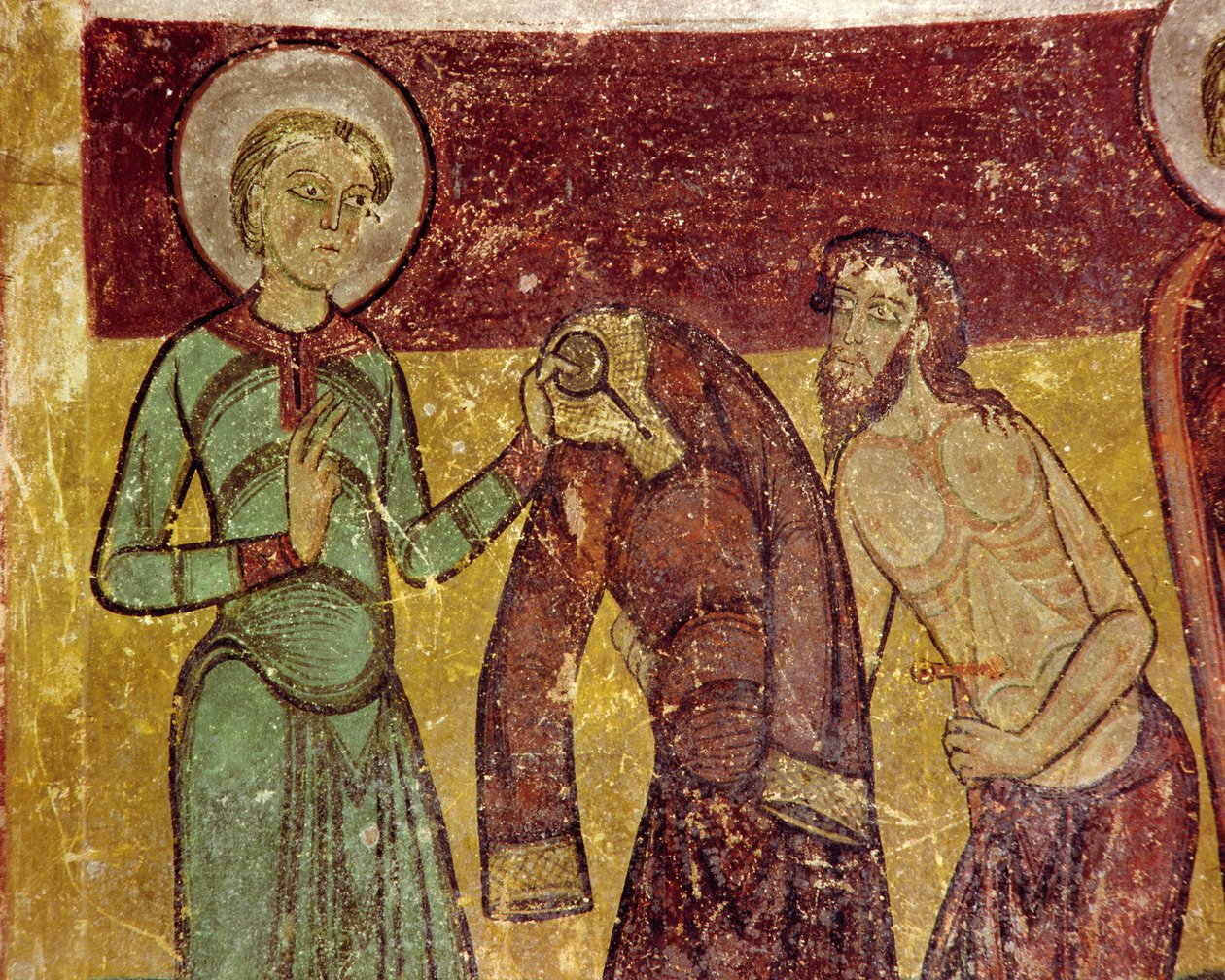 Saint Giles a beteg koldusnak adja köpenyét, XII. század alkotó: French School