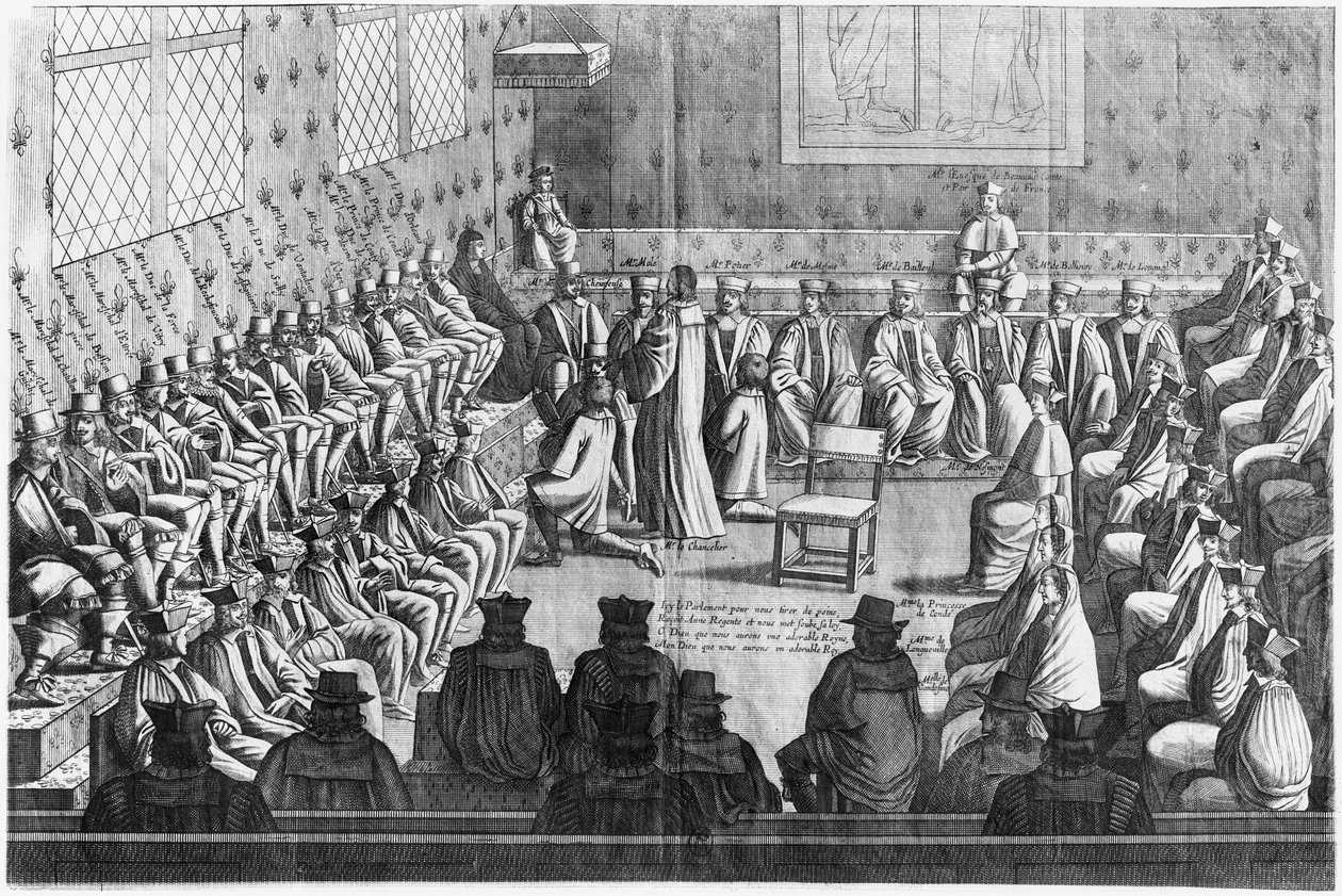A parlament ülésszaka Anne osztrák régens (1601-66) és XIV. Lajos (1638-1715) elnökletével alkotó: French School