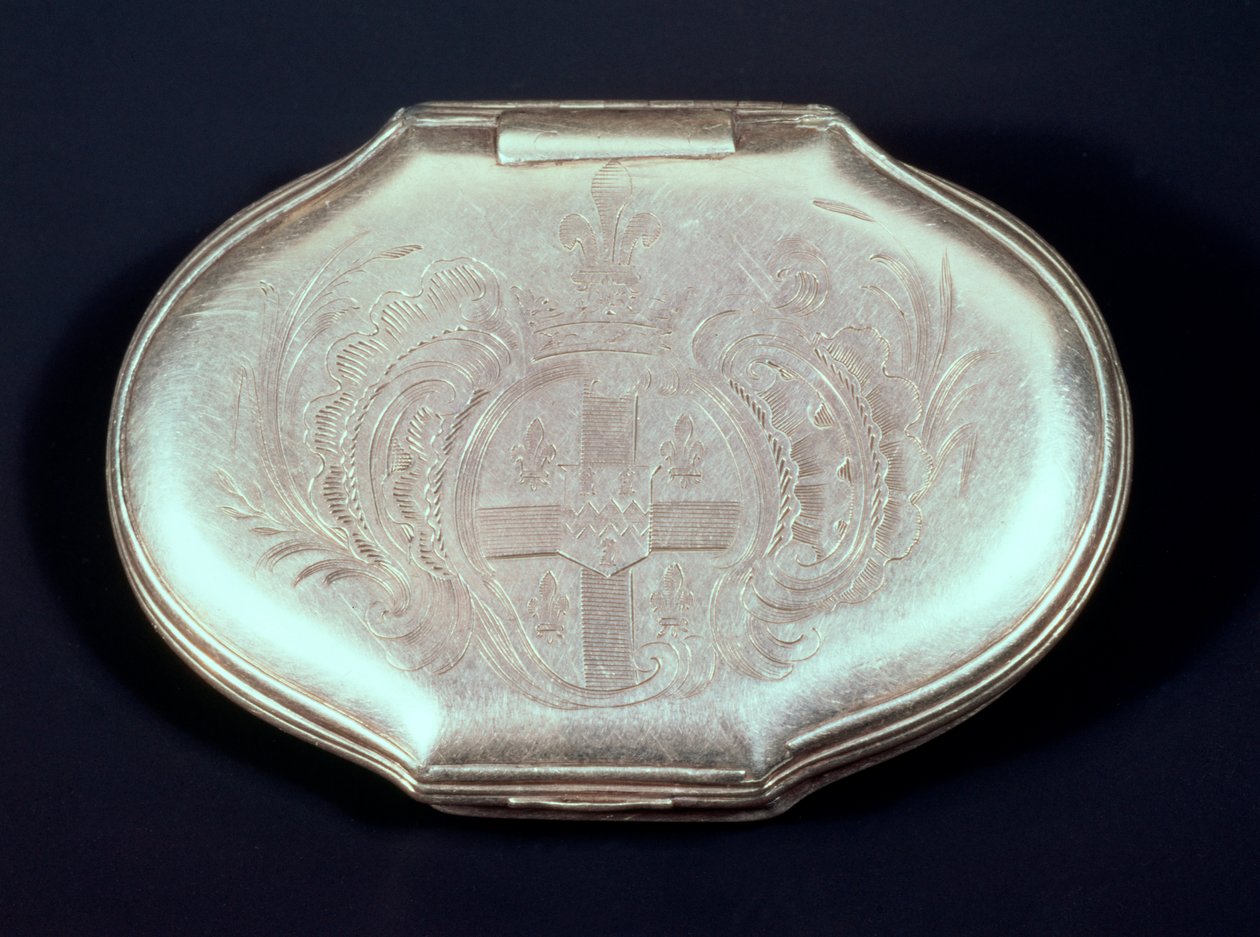 Címerrel domborított tubákdoboz, 1820 körül (ezüst) alkotó: French School