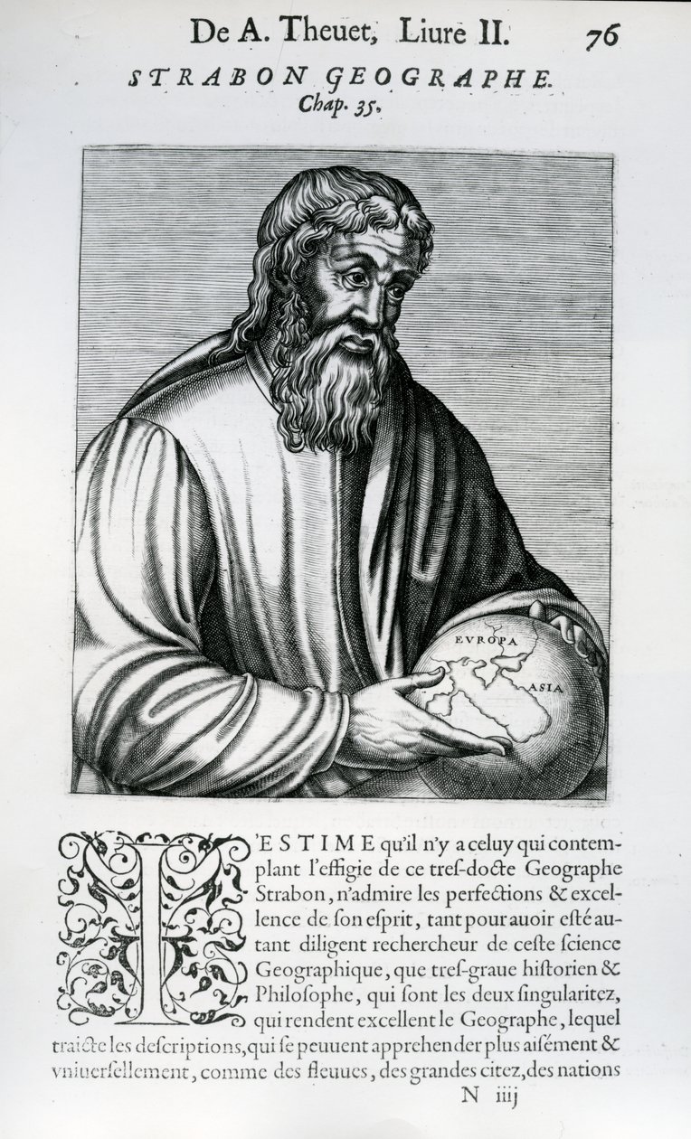 Strabo, illusztráció Andre Thevet „Real life and life of illustrious férfiak” című művéből, 1584 alkotó: French School