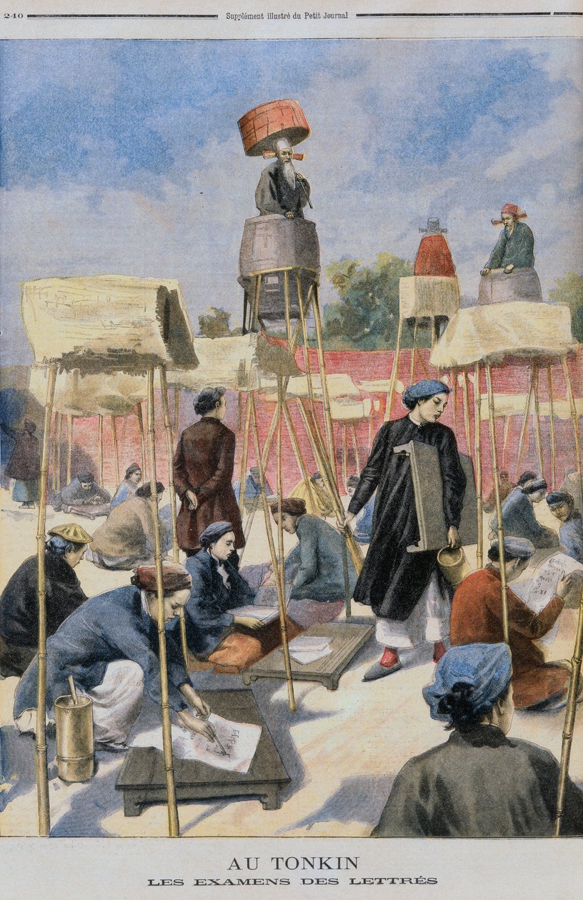 Students in an Exam, Tonking, a Le Petit Journalból, 1895. július 28 alkotó: French School